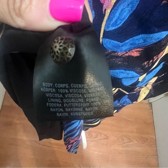 NWOT Anthropologie MAEVE Elia Cold Shoulder midi Dress In Navy Motif size US 8 - Picture 8 of 9